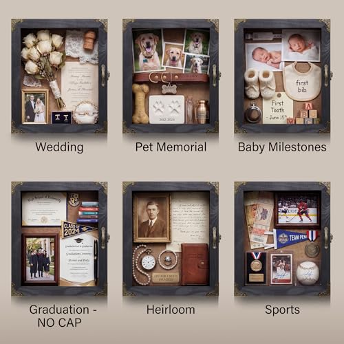 Shadow Box Frame 11x13, Overall Depth 4.7" Deep Display Case with Glass Door, Solid Wood Shadow Box for Memorabilia, Keepsakes, Medals, Photos and Collectibles - color: Black