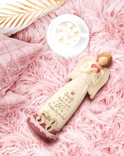 50th Birthday Gifts for Women, Happy 50th Birthday Decorations | 50 Year Old Gifts for Women, Mom, Wife, Sister, Daughter, Cake Toppers Party Home Decor Angel Figurine - style: 50th Birthday