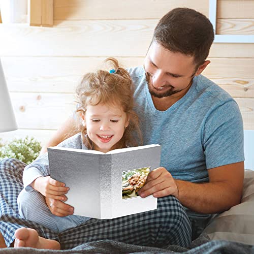Ywlake Photo Album 4x6 100 Pockets 2 Packs, Small Mini Capacity Leather Photo Albums, Each Pack Holds 100 Top Loader Vertical Only Pictures Silver - color: Silver, size: 100 Photos/2PK
