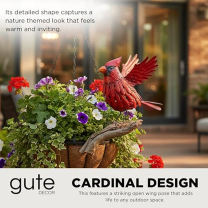 Cardinal Garden Decor Metal Yard Art: Red Bird Outdoor Statue & Large Sculpture for Patio, Balcony or Backyard - Decorative Lawn Ornament - Valentines Day, Birthday Gift Her, Wife, Women, Mom, Grandma