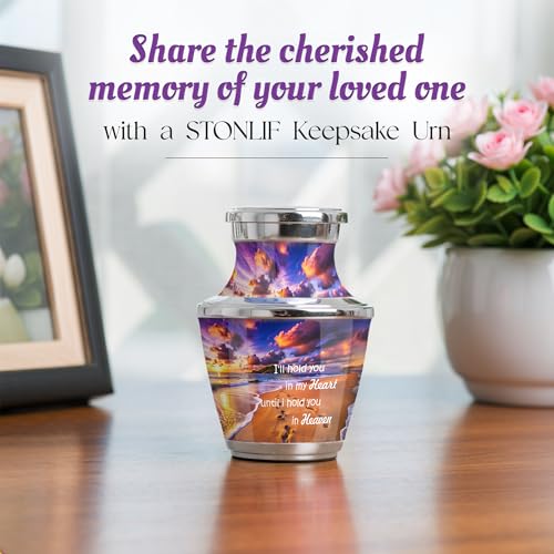 Footprint Keepsake Cremation Urn for Human Ashes – Small Aluminum Memorial Urn with Inspirational Quote, Decorative Remembrance Keepsake for Men & Women - size: Small Keepsake