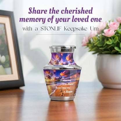 Footprint Keepsake Cremation Urn for Human Ashes – Small Aluminum Memorial Urn with Inspirational Quote, Decorative Remembrance Keepsake for Men & Women - size: Small Keepsake
