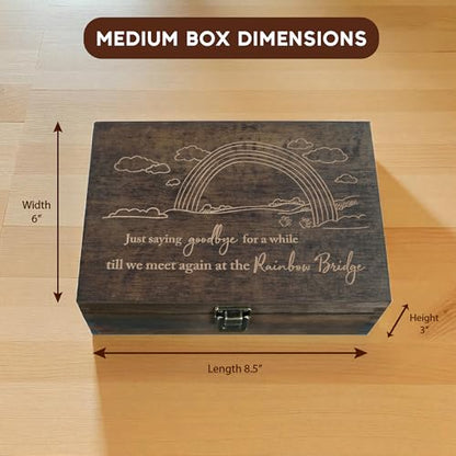 Pet Loss Gift, Engraved Wooden Memorial Memory Box for Dogs & Cats - size: Medium, style: Pet