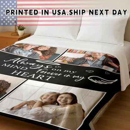 Arovene Ship Next Day, Custom Memorial Blanket with Photo - Printed in USA, A Hug from Heaven Blanket, Personalized Sympathy Gifts for Loss of Loved One Dad Mom Husband Wife Friend Dog Memorial Gifts - color: Style 03