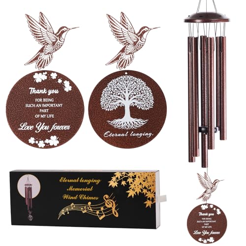Outdoor Wind Chimes, 37 inch, Hummingbird Windchime, Suitable for Home Decoration, can be Used in Gardens, patios, Balconies, etc. Gift That Expresses Sympathy for Mothers, Grandmothers or Friends. - color: Brown