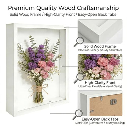 3 Pcs 8x10 Inch Shadow Box Frames Acrylic,Shadow Box Frame Display Cases,Cases for Pressed Flowers Keepsakes Tickets Photos (White) - color: White