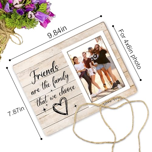 Family Picture Frame, Best Friend Picture Frame Gifts for Best Friend Women BFF Sister, Friends Are the Family We Choose Wooden Photo Frame 4 x 6Inch Heart Pattern12P054 (Pack of 3) - size: 4X6 (Pack of 3)