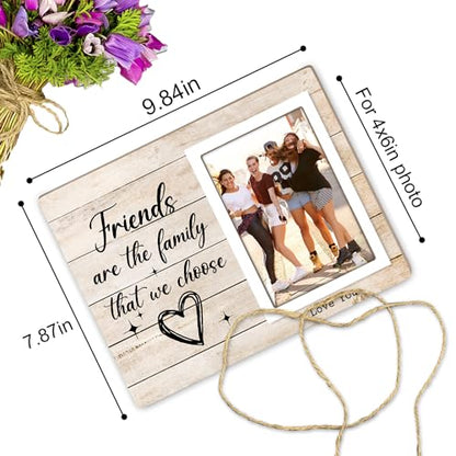 Family Picture Frame, Best Friend Picture Frame Gifts for Best Friend Women BFF Sister, Friends Are the Family We Choose Wooden Photo Frame 4 x 6Inch Heart Pattern12P054 (Pack of 3) - size: 4X6 (Pack of 3)
