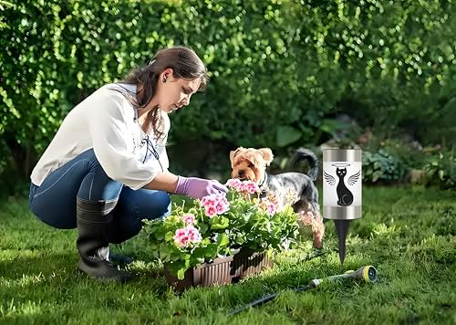Solar Cat Memorial Garden Light, Outdoor Pet Remembrance Keepsake with Angel Silhouette, Automatic Dusk to Dawn LED Yard Stake (cat) - color: Cat