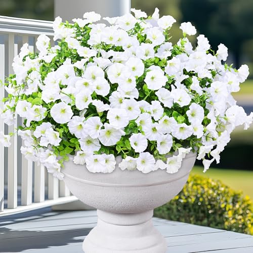 14 Bundles Artificial Flowers for Outdoors, White Fake Outdoor Flowers - color: White, size: 14 Bundles