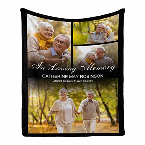 InterestPrint Personalized Loving Memory of Grandma Grandpa Dad Father Mother Photo Memorial Blanket, Memory Blanket for Loved Ones Lost, Sympathy Remembrance Gift - color: Multi Y138, size: 30 x 40 Inches