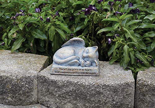 Roman 5.5" L Cat with Angel Wings Garden Statue, Decorative Stone, Memorial Gift