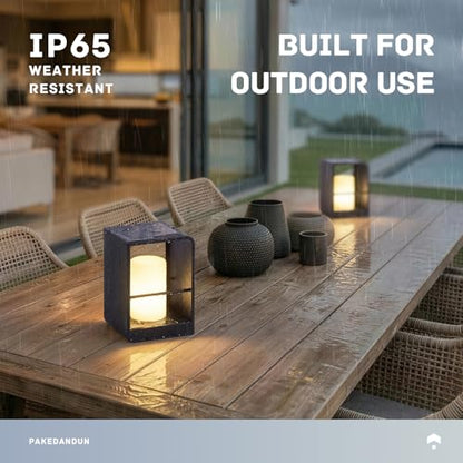 Solar Outdoor Table Lamp LED, IP65 Waterproof Tabletop Lamps | Dimmable Outdoor Solar Lanterns with Remote Brightness & Timer Control, Smart Tabletop Lights Dusk to Dawn for Patio Outside - size: Small-11.02"H