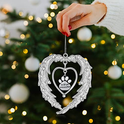 Pet Memorial Christmas Ornaments, Angel Wings Dog Remembrance Gift, Pet Memorial Gifts for Loss of Dog,Pet Bereavement Sympathy Gift, Xmas Tree Hanging Decorative Keepsake Frame Decor Pendant