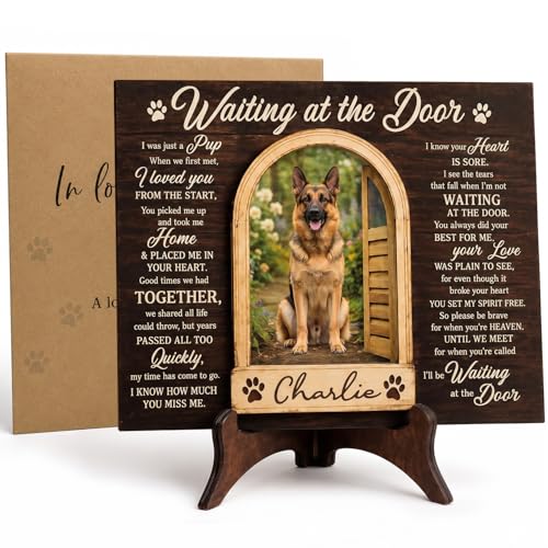 Dog Memorial Gifts for Loss of Dog, Personalized 3.5x5 Inch Picture Frame, Pet Remembrance Keepsake, Wooden Tribute Plaque, Loss of Pet Sympathy Gift, Bereavement Decor (Arch)