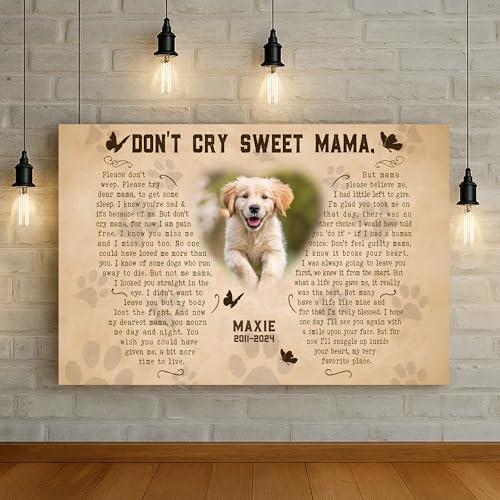 KiKiLuna Personalized Pet Dog or Cat Memorial Framed Canvas - color: Design 1