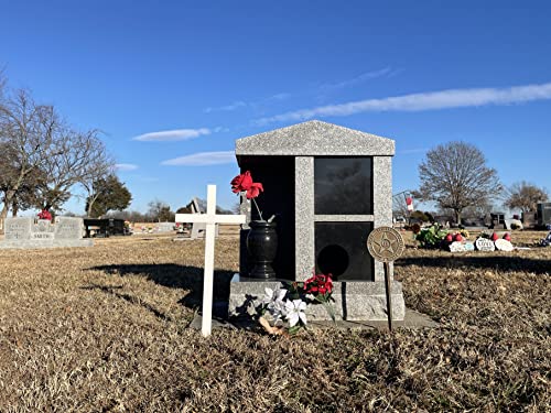 Woodhaven Memorial Cross - Steel Grave Marker 28 x 10 Inch - Perfect For Outdoor And Memorial Sites - White Powder Coat Finish - Headstone Replacement - Made In The USA