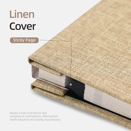 Vienrose Large Photo Album Self Adhesive for 4x6 5x7 8x10 Pictures Scrapbook Album DIY Scrap Book 40 Sticky Pages with A Metallic Pen Khaki | Scrapbook Album, 20 Sheets, 4x6 5x7 8x10 Photos, Metallic Pen, DIY Memory Book, Travel Photos, Birthday Gift - co
