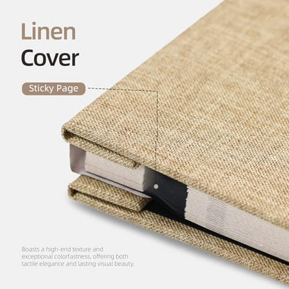 Vienrose Large Photo Album Self Adhesive for 4x6 5x7 8x10 Pictures Scrapbook Album DIY Scrap Book 40 Sticky Pages with A Metallic Pen Khaki | Scrapbook Album, 20 Sheets, 4x6 5x7 8x10 Photos, Metallic Pen, DIY Memory Book, Travel Photos, Birthday Gift - co