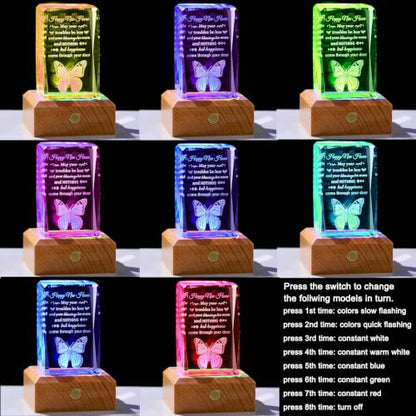 House Warming Gifts New Home Gift Ideas Crystal with LED Wood Base - color: House Warming Gifts