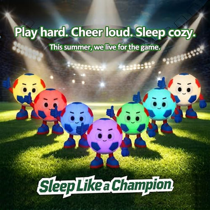 Soccer Gifts for Boys Girls, Soccer Night Light，Soft Silicone with Touch Control, 7 RGB Colors, Auto-Off, Dimmable, Rechargeable 1200mAh, Teen Kids Sports Fan Birthday Gifts (Blue&Red) - style: Soccer(Blue&Red)