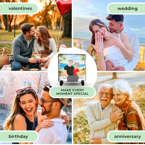 Personalized Cartoon - Legend Couple Cartoon - Square Shape | Custom Gift Cartoon Portrait Stone Plaque Picture Frame, Romantic Gift for Anniversary Valentine’s Day Wedding His and Hers - color: Couple-Cartoon-Slate-Legend