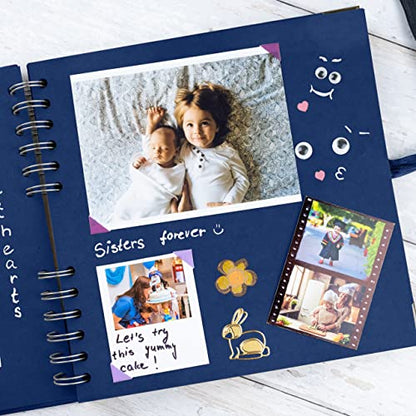 Bstorify Square Scrapbook Photo Albums 8 x 8 Inch Blue Hardcover with Ribbon Closure - Ideal for Scrapbooking, Art & Craft Projects | Hardcover with Thick Kraft Paper, Ideal for Your Scrapbooking Albums, Art & Craft Projects (Blue, 8 x 8 Inch) - color: Bl