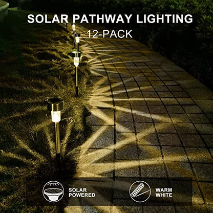 Solar Lights Outdoor Waterproof, Solar Garden Lights, Warm White, 12Pack - color: Warm White, size: 12 Pack