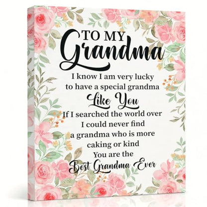 RTVJTERQ Grandma Canvas Wall Art, To My Grandma Pink Floral Quote Print, Heartwarming Gift for Grandmother, Ready to Hang 8x10 Inches - color: Quote 22