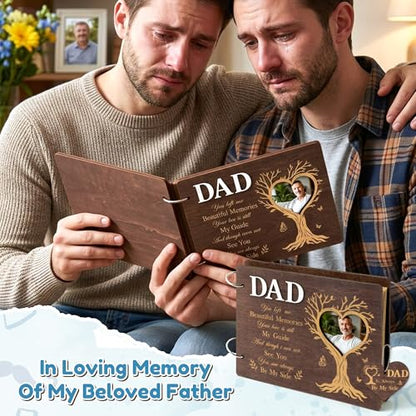 CY2SIDE Dad Memorial Gifts Photo Album – 110PCS In Loving Memory of Dad Wooden Scrapbook Kit Sympathy Gift for Loss of Father, Bereavement Keepsake Grief Journal for Father’s Day & Grieving Family - style: Memorial Dad