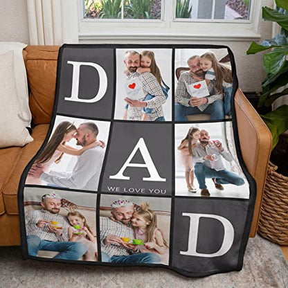 Printwoo Gifts for Dad Customized Blanket with Photo, Make a Personalized Fathers Day Blankets with Picture to My Dad Custom Memories Souvenir Throw Blanket for Best Daddy Ever - color: 6 Photo-3