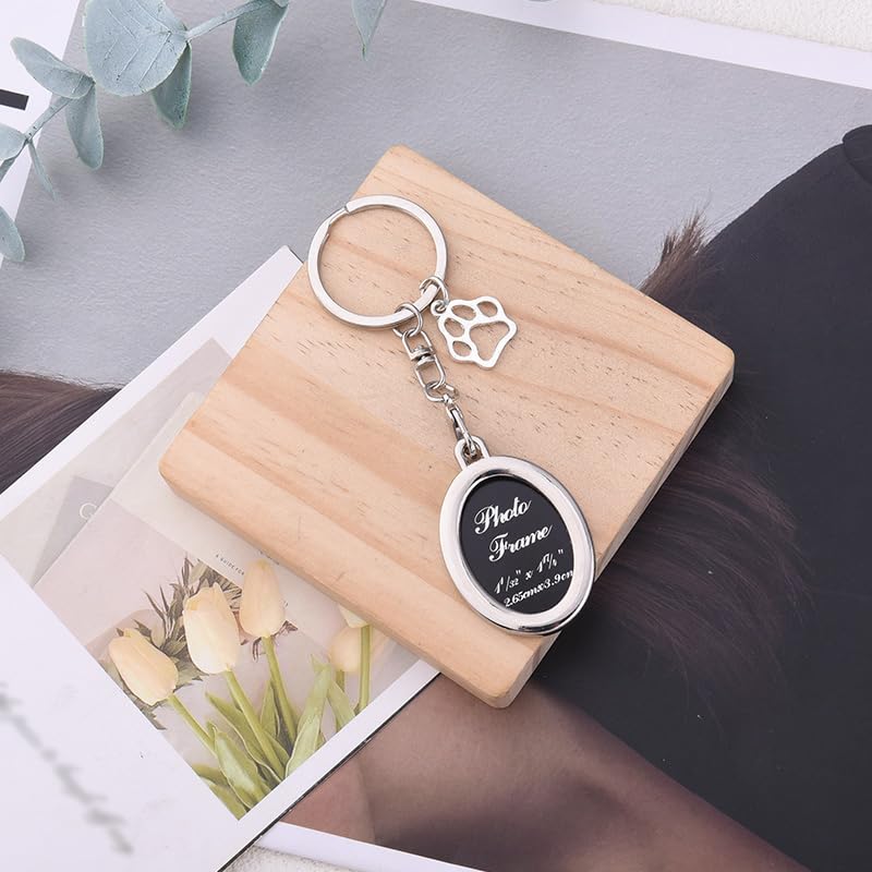 Pet Photo Frame Memorial Keychains for Loss of Pet Sympathy Gifts for Dog Loss Paw Print Key Chains for Pet Lovers Remembrance Gift for Women Men Picture Frame Keychain for Women Men