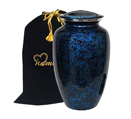 MEMORIALS 4U Forest Blue Cremation Urn for Human Ashes - Adult Funeral Urn Handcrafted - Affordable Urn for Ashes - Large Urn Deal - size: Adult