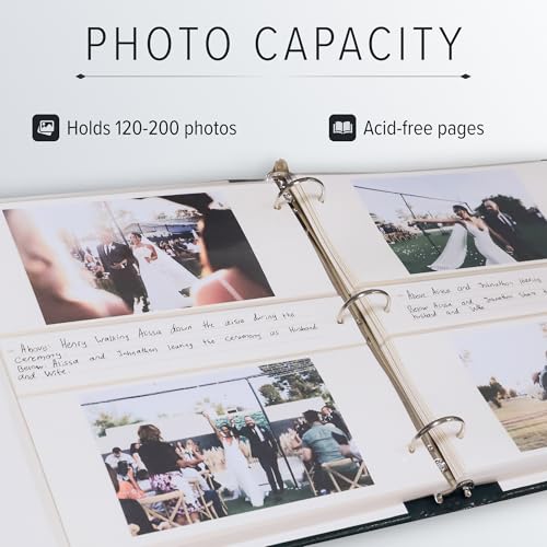 Gallery Leather Photo Album 4x6 Pictures with Slip-In Pockets & Writing | Space – Holds up to 120 Photos, Ring Bound, Made in USA – Acadia Burgundy - 11.75" x 10.5" - color: Acadia Burgundy, size: 11.75" x 10.5"