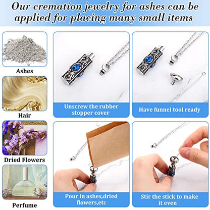 Jexine 10 Pcs Urn Necklace Cremation Jewelry for Men - color: Blue