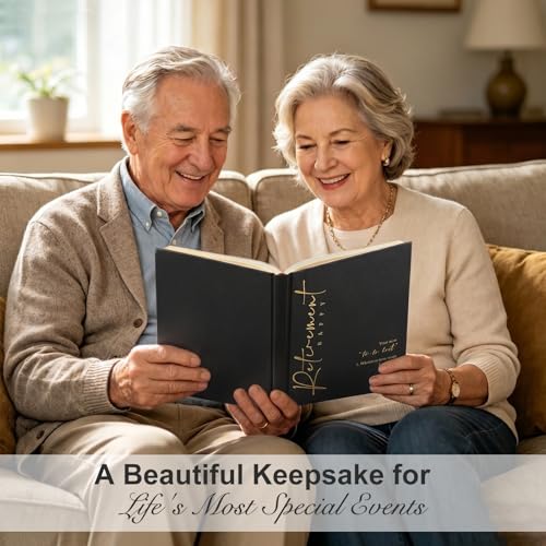 Lankaiva Happy Retirement Guest Book – Keepsake Photo Album & Memory Book for Retirement Party, Farewell Signing Gift for Colleagues, Friends, Women and Men, Black - color: Black