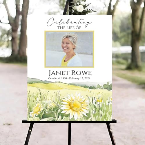 Sunflower Funeral Welcome Sign, Celebration of Life Welcome Sign, in Loving Memory Sign, Celebration of Life Funeral Sign, Celebration of Life Sign, Memorial Sign with Photo #ghg1256 - color: Version #26