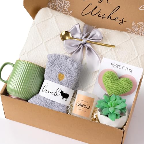 Self Care Gifts Get Well Soon Gift Baskets for Women, Mothers Day Birthday Gifts Care Package for Women, Thinking of You Inspirational Sympathy Gift Set for Mom Her Wife Girlfriend Sister Friend - color: Light Ivory