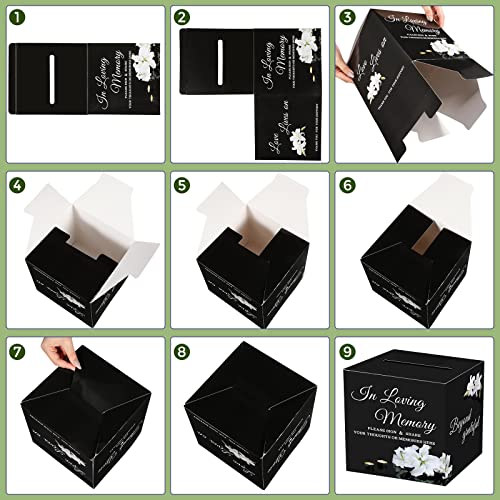 Fainne 50 Pcs Lily Share a Memory Cards with Celebration of Life Box Funeral Advice Cards Thank You Sympathy Holder Box Decor for Guest Funerals Memorial Service Farewell Remembrance Party Supplies - style: Lily