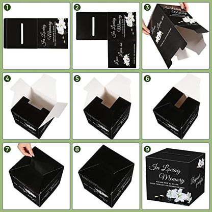 Fainne 50 Pcs Lily Share a Memory Cards with Celebration of Life Box Funeral Advice Cards Thank You Sympathy Holder Box Decor for Guest Funerals Memorial Service Farewell Remembrance Party Supplies - style: Lily