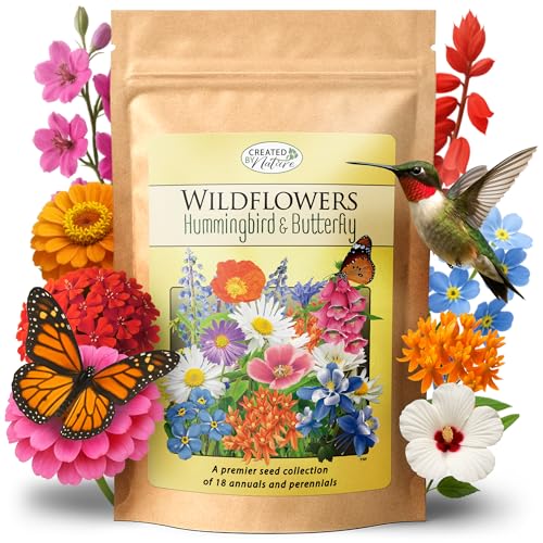 Hummingbird & Butterfly Wildflower Seed Mix, 60,000 Seeds, Covers 300 Sq Ft | 18 annual and perennial varieties with colorful blooms that attract hummingbirds, butterflies, and other pollinators. - style: Hummingbird & Butterfly