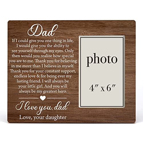 Zauly Dad Wooden Picture Frame Thank You Gift from Daughter | Sentimental Father Quote Wood Photo Frame Gifts for Father's Day Birthday Christmas, Tabletop and Wall Mounting, 4X6 Inch - color: D