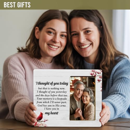 Cardinal Memorial Gifts Picture Frame for Loss of Loved one, Sympathy Gifts Picture Frame, I Thought of You Today - color: Thought