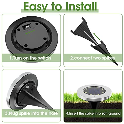 INCX 8Pack 4.6Inch Solar Ground Lights Outdoor, IP65 Waterproof, Cold White - color: Cold, size: 8 Pack