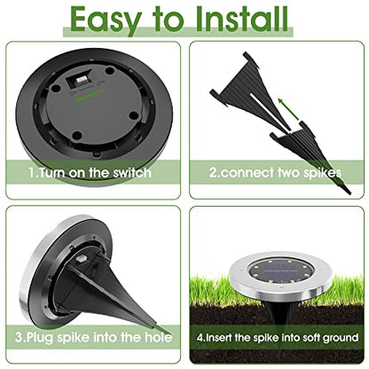 INCX 8Pack 4.6Inch Solar Ground Lights Outdoor, IP65 Waterproof, Cold White - color: Cold, size: 8 Pack