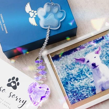 Pet Memorial Suncatcher, Dog Memorial Gifts, Pet Loss, Pet Sympathy, Thoughtful Dogs and Cats Remembrance, Bereavement Gifts - Purple - color: Purple
