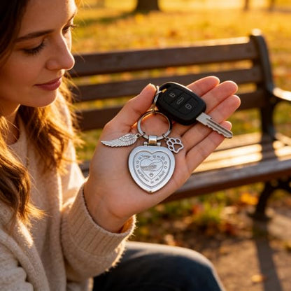 Pet Memorial Keychain for Dog or Cat, Magnetic Photo Locket Sympathy | Unique Hand-in-Hand Heart Design with Meaningful Wording,High-Quality Magnetic Cover,Pet Memorial Gift for Loss of Dog or Cat