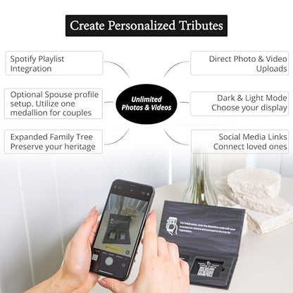Living Legacy 2-Inch QR Code Memorial Plaque for Headstones and Gravestones - style: Serenity