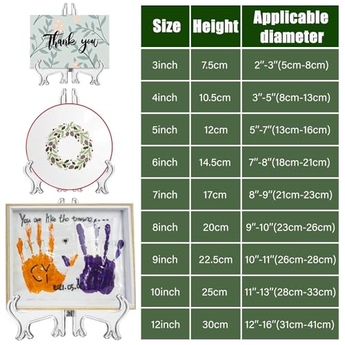 LonlyEagle 12 Pack 3 Inch Clear Plastic Easels or Stand/Plate Holders to Display Pictures or Other Items at Weddings, Plate Stands for Home Decoration, Birthdays, Tables - size: 3 inch