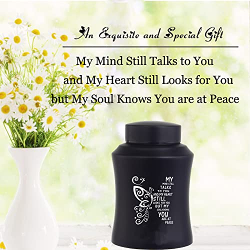 6 Inch Medium Aluminium Cremation Ash Urn for Family & Loved Ones - Black